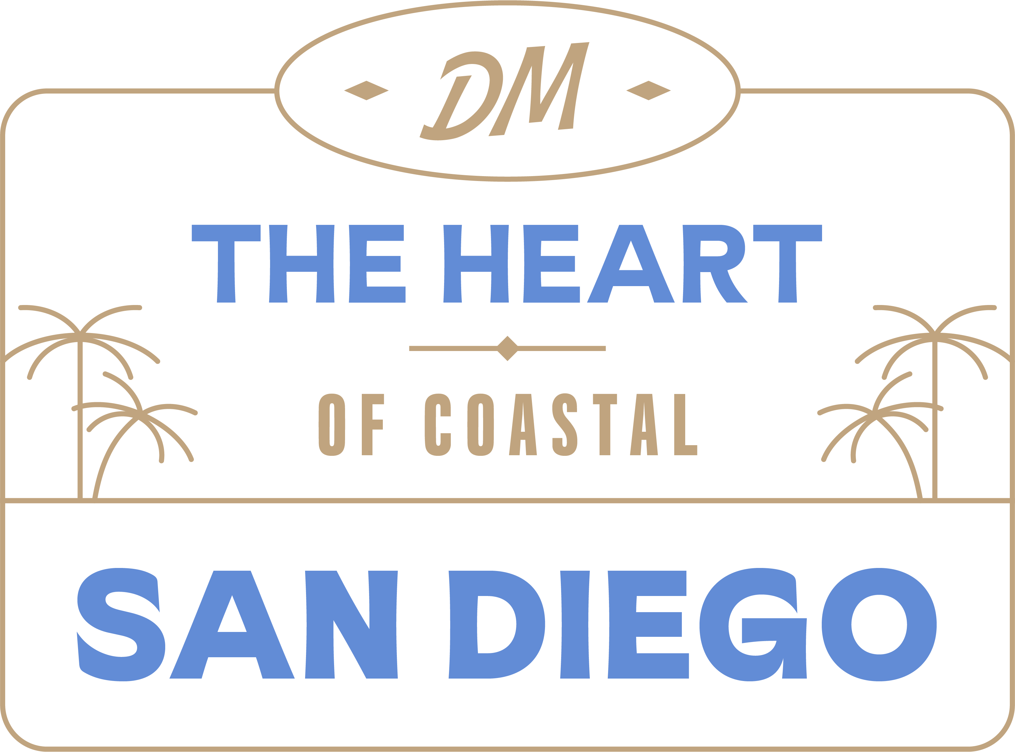 A shield with the words The Heart of Coast San Diego